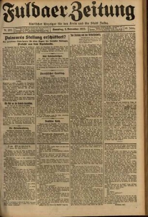 Ausgabe vom Samstag, den 02. Dezember 1922.