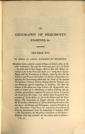 The geographical system of Herodotus examined and explained : by a comparison with those of other ancient authors, and with modern geography. 2