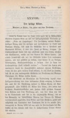 593-617 Der heilige Alban, Martyrer zu Mainz, sein Leben und seine Verehrung
