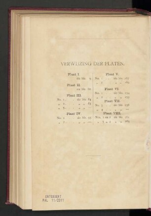 Verwijzing der Platen