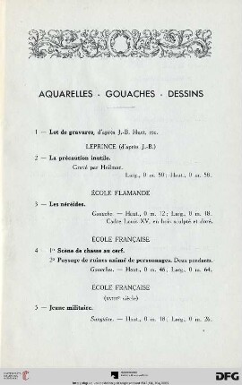 Aquarelles - Gouaches - Dessins (Nr. 1-11)