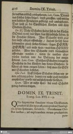 Domin. IX. Trinit. Evang. Luc. XVI. 1-9