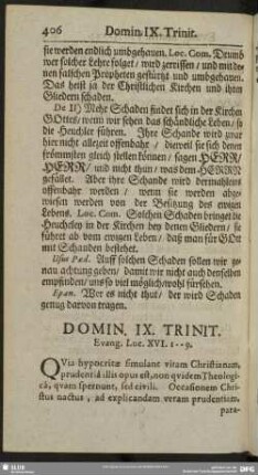 Domin. IX. Trinit. Evang. Luc. XVI. 1-9