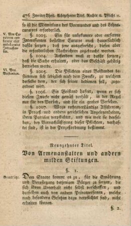 Neunzehnter Titel. Von Armenanstalten und andern milden Stiftungen