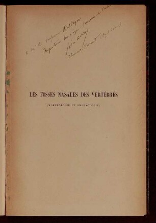 Les Fosses nasales des vertébrés ...