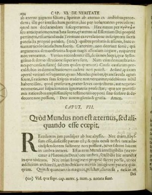 Caput VII. Quod Mundus non est æternus, sed aliquando esse cœpit.