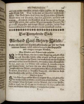 Das Dreyzehende Buch / Von Allerhand Hauß-Artzney-Mitteln.