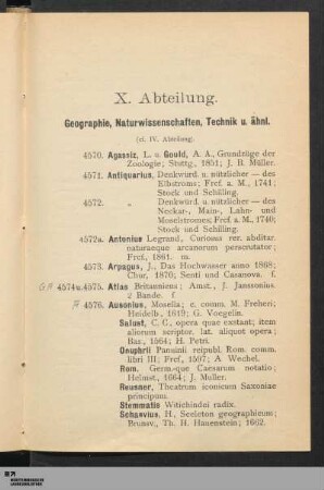X. Geographie, Naturwissenschaften, Technik