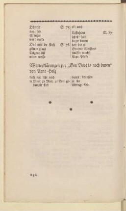 Worterklärungen zu: „Een Boot is noch buten" von Arno Holz