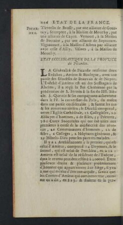 Etat Ecclesiastique de la Province de Picardie.