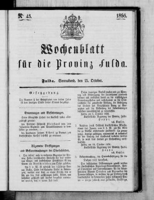 Nr. 43, Ausgabe vom 25. Oktober 1856
