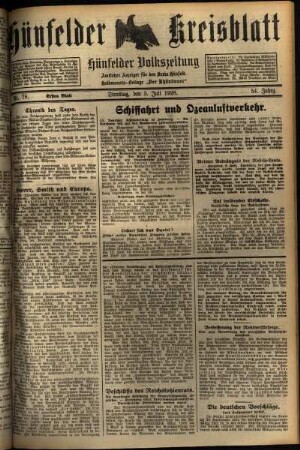 Erste Ausgabe vom Dienstag, den 03. Juli 1928.