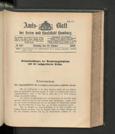 No. 255, 22. Oktober 1916