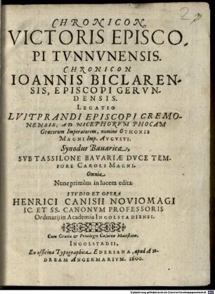 Chronicon Victoris Episcopi Tvnnvnensis