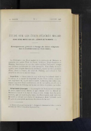 No 1, Janvier 1908