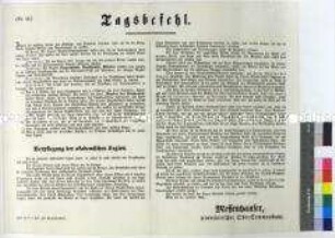 Tagesbefehl des Ober-Kommandanten Messenhauser