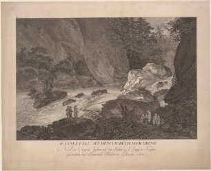 Der Wasserfall im Liebethaler Grund an der Wesenitz bei Lohmen in der Sächsischen Schweiz