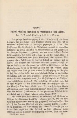 309-325 Rudolf Euckens Stellung zu Christentum und Kirche