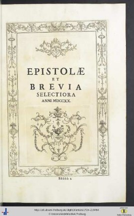Epistolae Et Brevia Selectiora Anni MDCCXX.