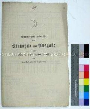 Auflistung der Einnahmen und Ausgaben der Erzgebirgischen Kreis-Kasse vom Dezember 1806 bis zum 31. Juli 1809