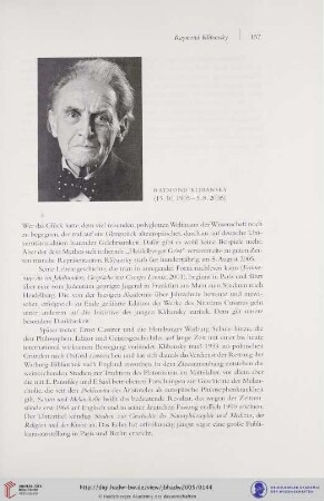 Raymond Klibansky (15.10.1905 - 5.8.2005)