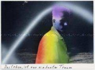Verfremdetes Porträt eines jungen Mannes mit Regenbogenfarben (Sonderthema: Traum-Bilder)