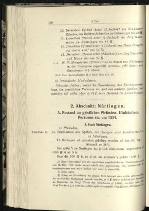 A. Bestand an geistlichen Pfründen, Einkünften, Personen etc. um 1534.