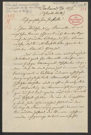 Brief an Friedrich Wilhelm Jähns : 19.08.1877