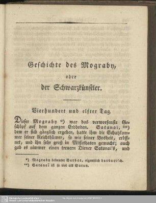 Geschichte des Mograby, oder der Schwarzkünstler