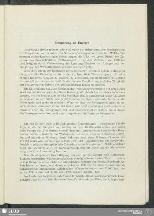 Einsparung an Energie