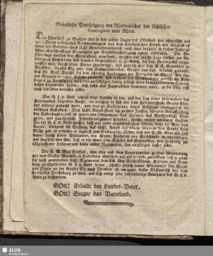 Gründliche Berichtignug des Rückmarsches des sächsischen Contingents vom Rhein