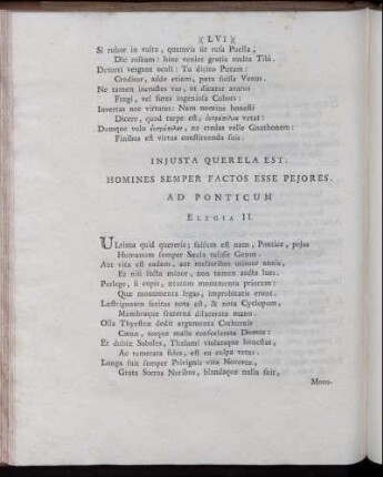 Injusta Querela est: Homines Semper Factos Esse Pejores. Ad Ponticum. Elegia II.