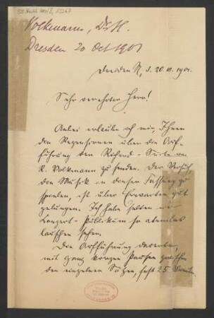 Brief an B. Schott's Söhne : 20.10.1901