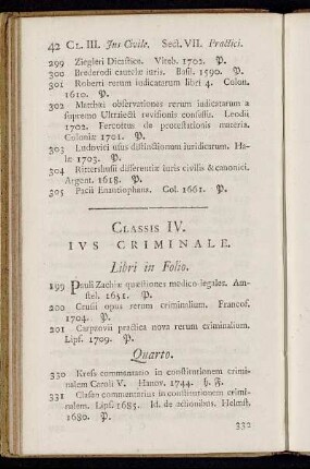 Classis IV. Ius criminale.