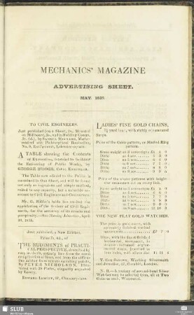 Advertising Sheet. May 1835