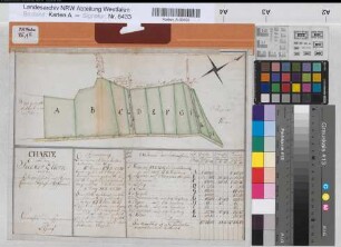 Sieker (Bielefeld) Teilung des Sieker Ellern mit Register um 1780 o.M. 14 x 33 kol. Zeichnung Graf Spez.Verz. Markenkarten XIII Nr. 9