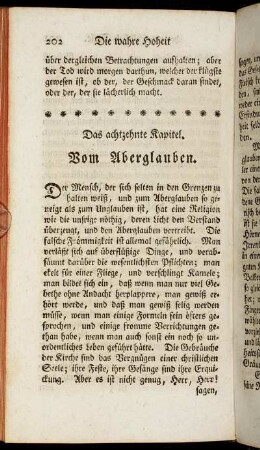 Das achtzehnte Kapitel. Vom Aberglauben