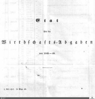 Etat der Wirthschafts-Abgaben 1845-1848