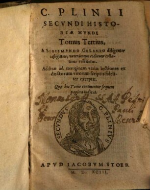 C. Plinii Secundi Historiae mundi libri XXXVII, Tomus Tertius
