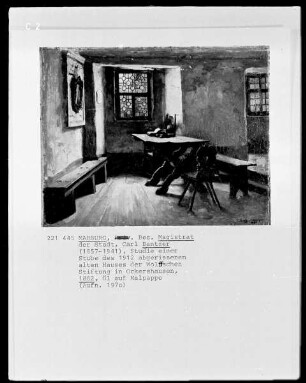 Stube des 1912 abgerissenen Hauses der Wolffschen Stiftung in Ockershausen