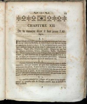 Chapitre XII. De la maniére dont il faut jouer l`Allegro.