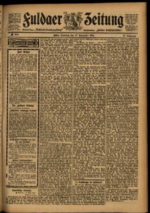 Zweite Ausgabe vom Samstag, den 17. September 1904.