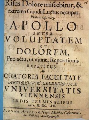 Apollo inter voluptatem et dolorem