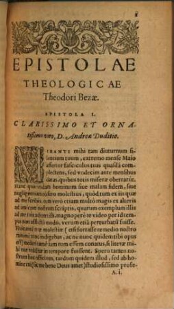 Epistolae theologicae : liber unus