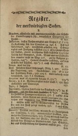 333, Register. der merkwürdigen Sachen.