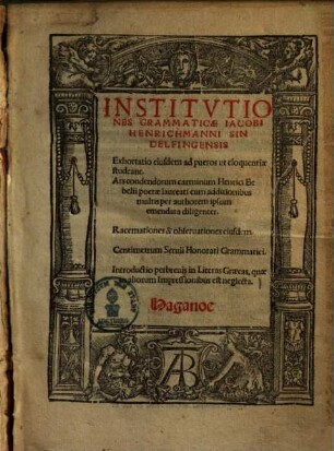 Institvtiones Grammaticae Iacobi Henrichmanni Sindelfingensis