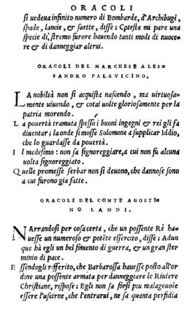Oracoli Del Marchese Alessandro Palavicino.