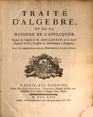 Traité d'Algebre