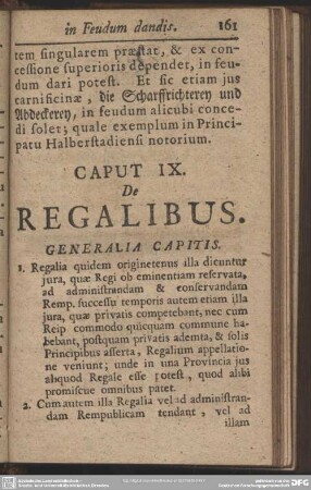 Caput IX. De Regalibus