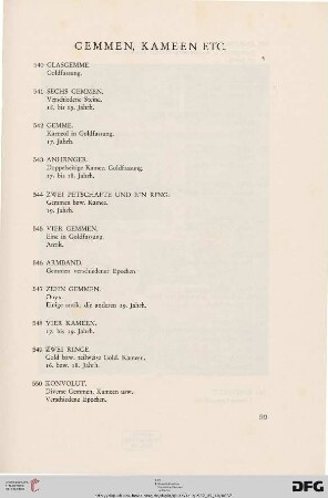 Gemmen, Kameen etc. (Nr. 540-561)
